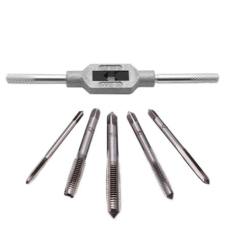 1pc Adjustable Tap Wrench With 5pcs Hand Screw Thread Taps Set Metric