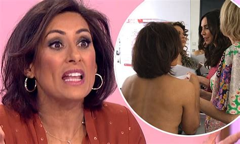 loose women s saira khan strips off in her dressing room in cheeky skit daily mail online
