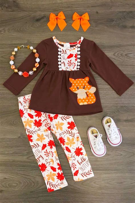 Fall Fox Ruffle Boutique Set Kids Fall Outfits Baby Gowns Girl Cute