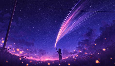 Purple Anime Night Sky Wallpapers Wallpaper Cave Gambaran