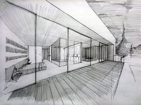 This Is A Drawing Of A Room With Glass Walls And Wood Flooring On The