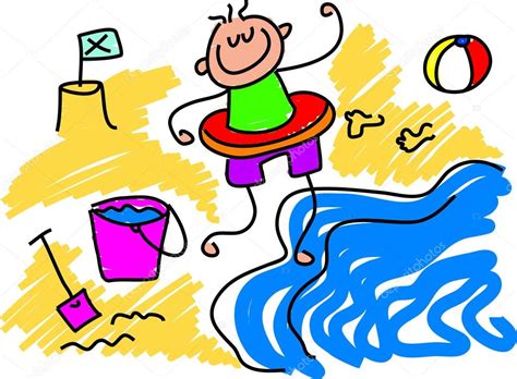 Dibujos animados infantil playa — Archivo Imágenes ...
