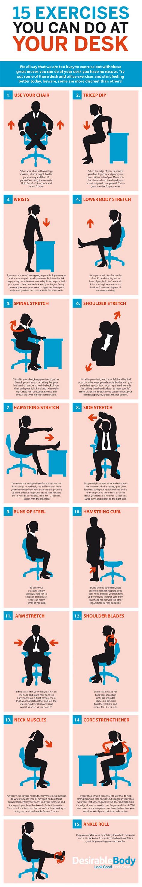 15 Excercises You Can Do At Your Desk Visually Desk Workout