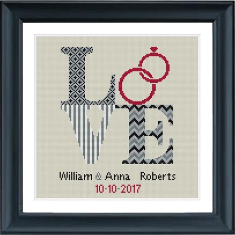 Two hands wedding cross stitch patterns download. Wedding cross stitch pattern love sign grey black DIY ...