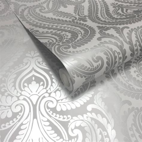 Free Download Wallpaper Shimmer Damask Wallpaper Soft Grey Silver