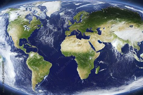 Planet Earth Globe View From Space Showing Realistic Earth Surface And