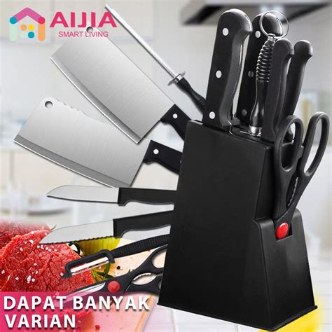 AIJIA 8 in 1 Set Pisau Dapur Roti Daging Sayur Stainless Steel Knives