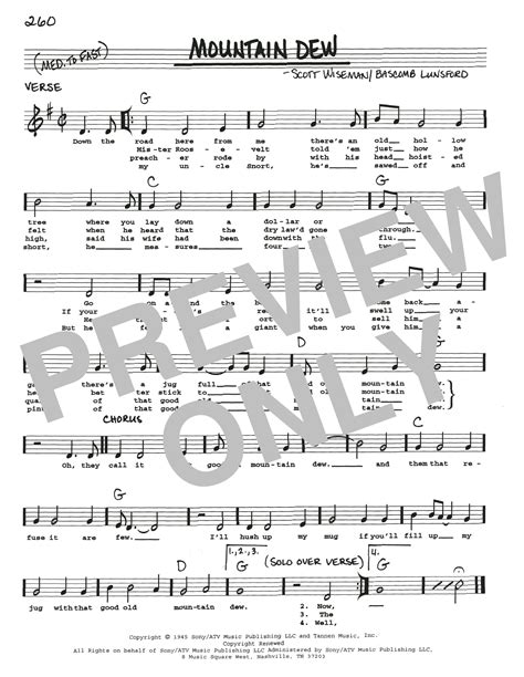 Mountain Dew by Scott Wiseman Sheet Music for Real Book – Melody