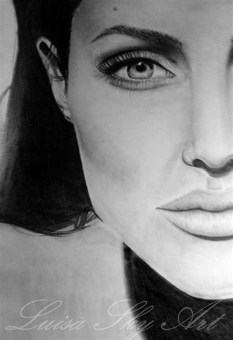 A Close Up Angelina Jolie Pencil Drawing By Luisa Sky Art Sketches