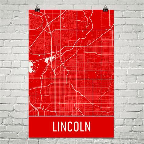 Lincoln Ne Street Map Poster Wall Print By Modern Map Art