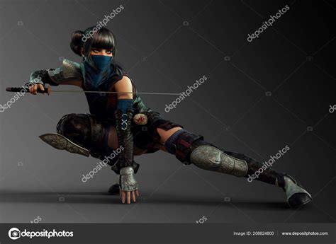 Mercenary Ninja Woman Fighting Pose Katana Stock Photo By ©ravven 208824800