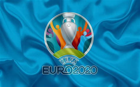 Uefa euro 2020 official latest version: Download wallpapers UEFA Euro 2020, logo, 4k, silk texture, emblem, blue silk flag, European ...