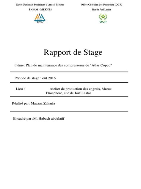 Rapport De Stage Ocp Pdf Fertilisant Chimie