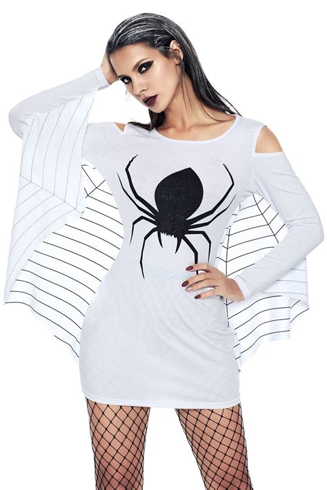 white spiderweb jersey tunic dress spider fancy dress dress halloween costume costumes for women