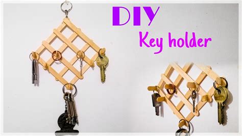 How To Make Key Holder With Popsicle Stick Diy Key Holder Youtube