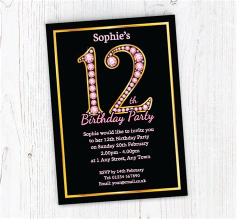 Free Printable 12th Birthday Invitation