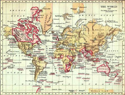The World In 1897 The British Possessions Are Coloured Red Old Map