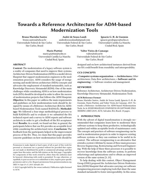 Pdf Towards A Reference Architecture For Adm Based Modernization Tools