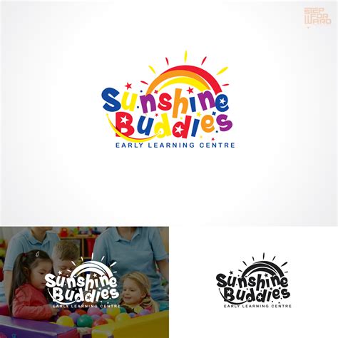 Modern Colorful Childcare Logo Design For Sunshine Buddies Early