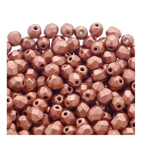 4mm Czech Faceted Round Glass Bead Matte Metallic Copper The Bead Shop