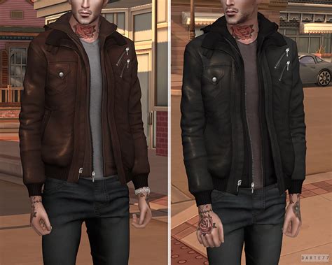 Leather Bomber Jacket Darte77 Custom Content For Ts4 Sims 4 Images
