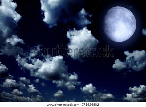 Moon Night Sky Clouds Elements This Stock Illustration 271624802