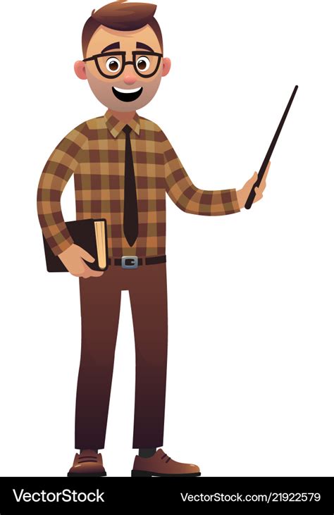 Male Teacher Cartoon Character Standing Isolated Vector Image The