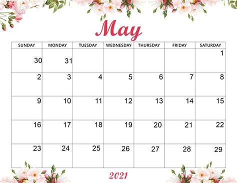 Paper calendars are awesome because you can easily keep track of a bunch of stuff without relying on technology and wondering how much battery you have left interested in blank monthly calendars? Cute May 2021 Calendar Printable Wallpaper - Thecalendarpedia