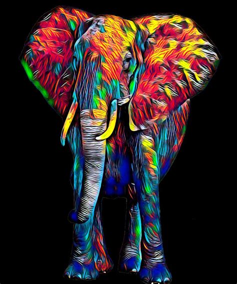 Elephants Drawing Colorful