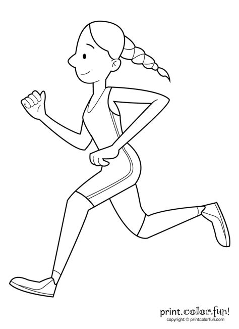 Happy Girl Running Coloring Page Print Color Fun