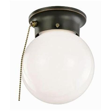 1 Light Ceiling Mount Globe Light With Pull Chain