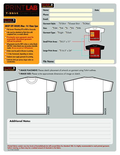 Printlab T Shirt Order Form Templates At