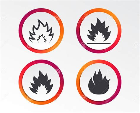 Fire Flame Icons Heat Signs Stock Vector Illustration Of Sign