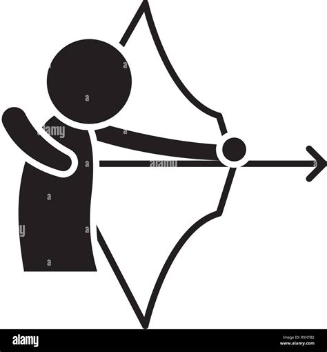 Archery Black Icon Vector Sign On Isolated Background Archery Concept