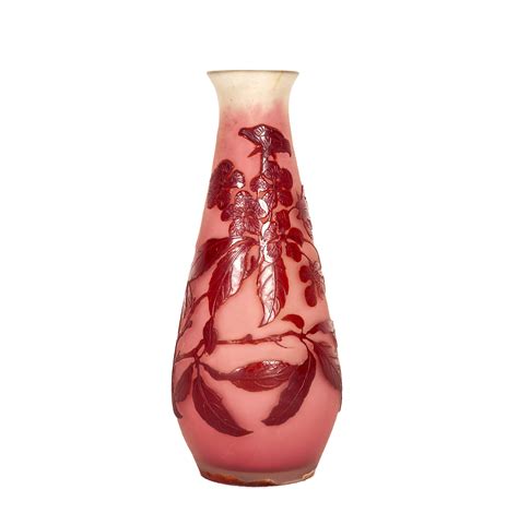 Émile Gallé Nancy 1846 1904 Vase With Fuchsias Polychrome Glass Of Several Layers Engravedin