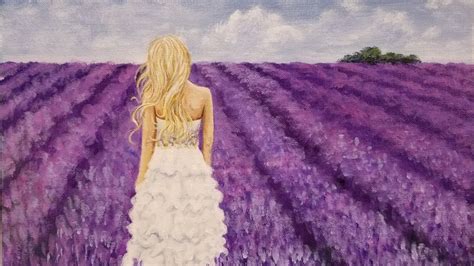 Woman In Lavender Field Acrylic Painting Live Tutorial Youtube