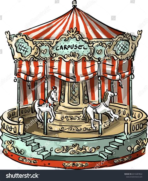 Vector Illustration Vintage Antique Carousel Stock Vector Royalty Free