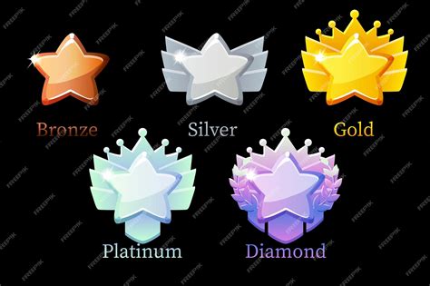 Premium Vector Game Rank Reward Star Gold Silver Platinum Bronze