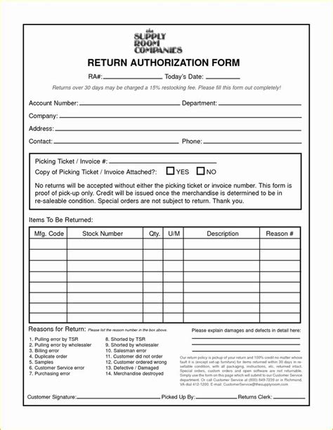 Return Authorization Form Template Awesome 24 Of Return Authorization