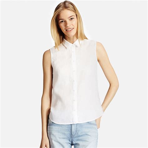 Women Premium Linen Sleeveless Shirt Uniqlo Us