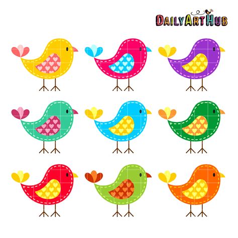 Colorful Birds Clip Art Set Daily Art Hub