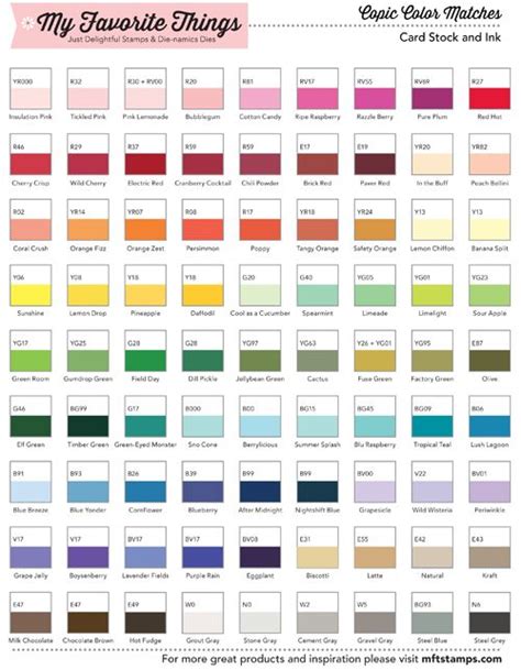 Mft Printable Resources Color Charts My Favorite Things Copic