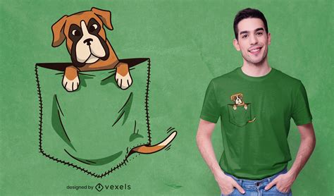 Dog On Pocket T Shirt Design Vector Download