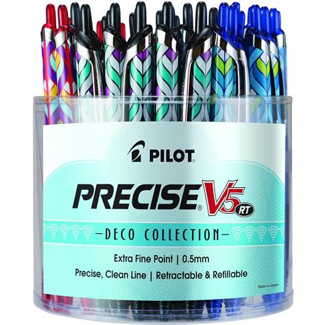 Pilot Precise V5 Rt Deco Collection Rolling Ball Pens Assorted Colors