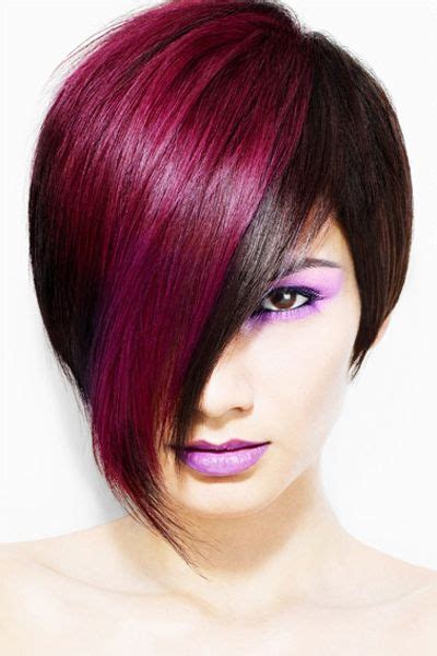 Fuchsia Highlights For This Fun Trendy Haircut Hair Color Purple
