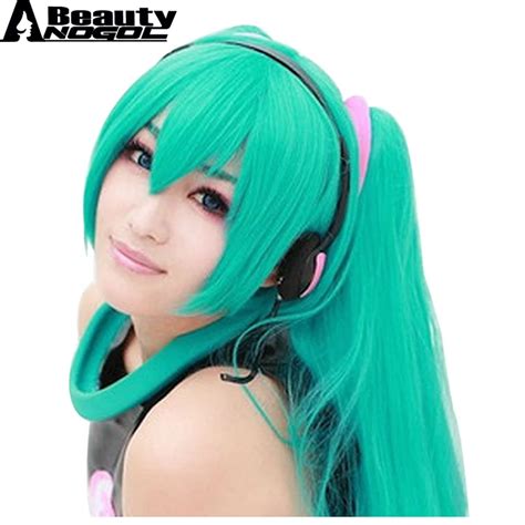 Anogol Beauty 120cm Vocaloid Cosplay Wig Hatsune Miku Long Green