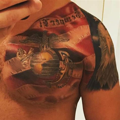 Colors do fade with time, so keep in mind that you will need to get it. Left shoulder upper chest Marine Vet 3D Tattoo | Veteran Ink