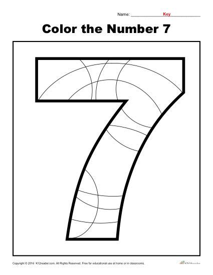 Color The Number 7 Preschool Number Worksheet