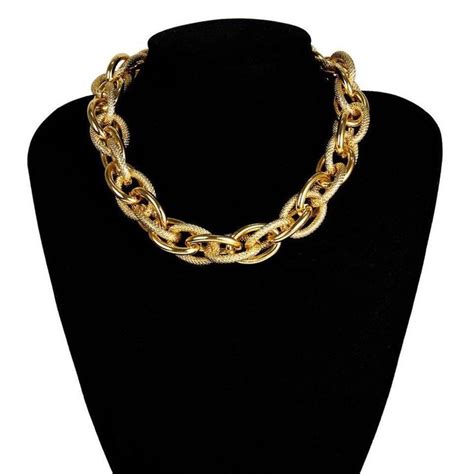 thick chain necklace vintage chunky chain necklace gold etsy uk metal choker necklace