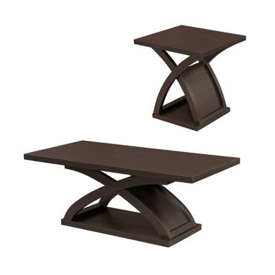 Pc Henry X Cross Base Coffee And End Table Set Espresso Mibasics